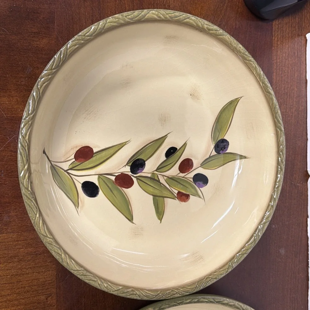 Clay Art Antique Olive Pasta Bowl Set Of 2 - Picture 10 of 10